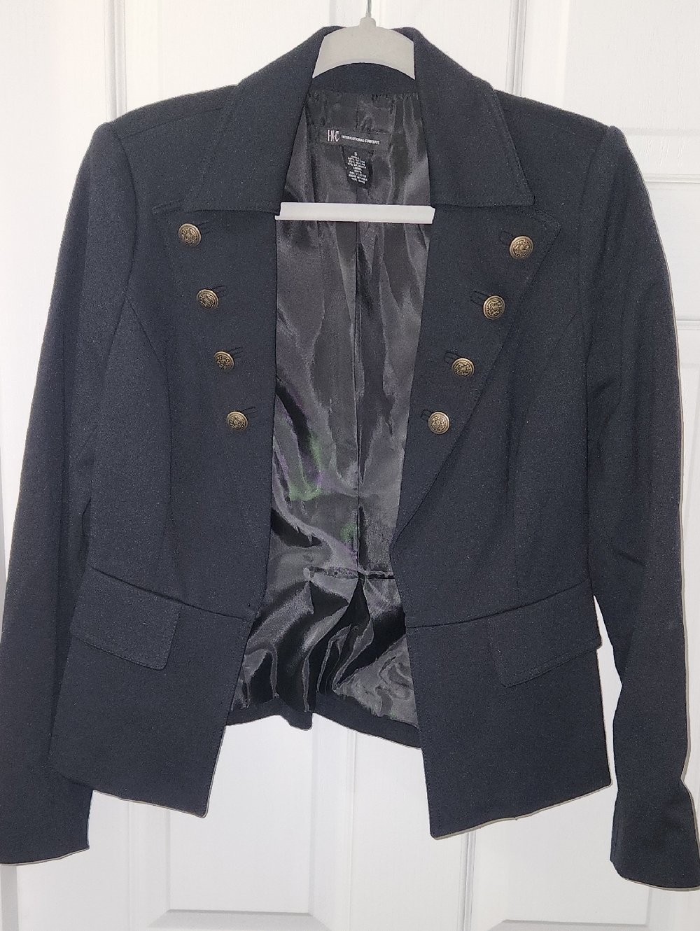 H&M Black Military-Style Women's Blazer with Gold Buttons